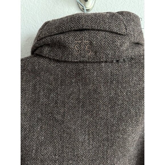 STS Ranchwear The Stone Mens Small Wool Blend Jacket Brown Concealable Hood - Picture 13 of 16